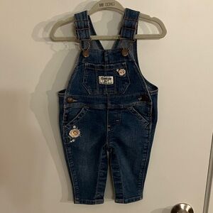 OshKosh B'gosh Blue Denim Overalls with Floral Accents